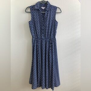 Charter Club Navy Nautical Sleeveless Collared Midi Dress